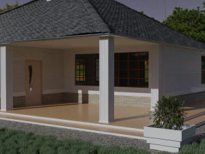 model pondok eropa satu lantai Model 3D