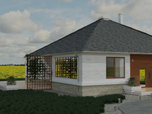 model of a one story european cottage Modello 3D