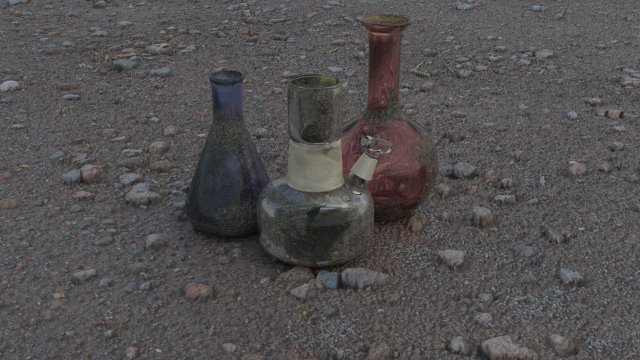 model of chemical devices alcohol lamp and flasks 3D Model .c4d .max .obj .3ds .fbx .stl .blend 