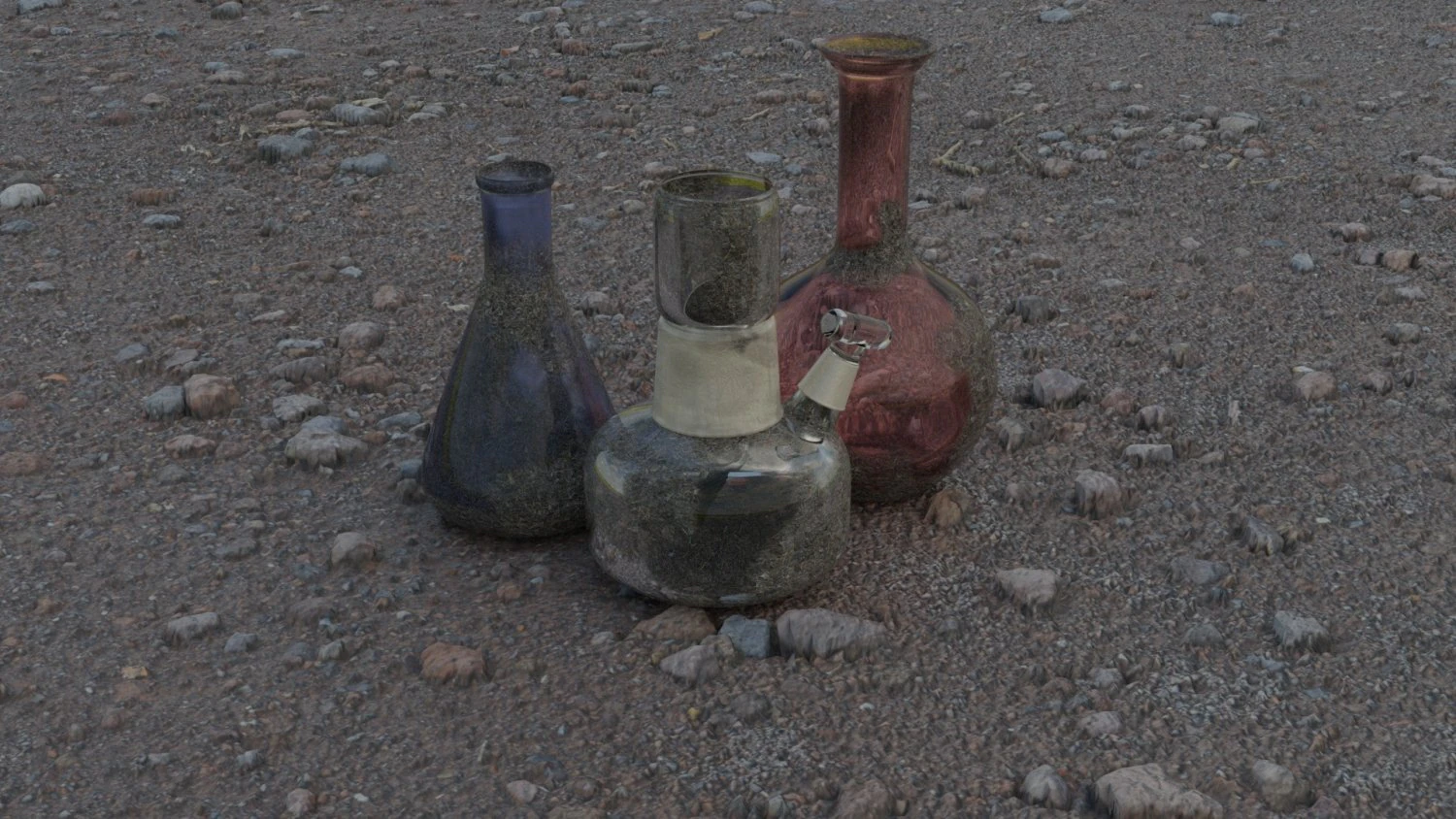 model of chemical devices alcohol lamp and flasks 3D Model .c4d .max .obj .3ds .fbx .stl .blend