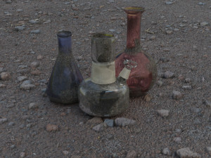 model of chemical devices alcohol lamp and flasks 3D 模型