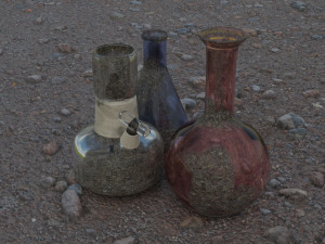 model of chemical devices alcohol lamp and flasks 3D Model