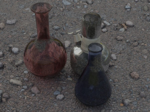model of chemical devices alcohol lamp and flasks 3D Model