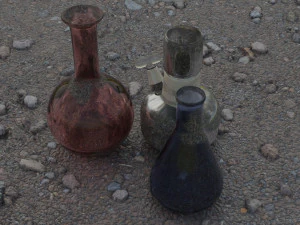 model of chemical devices alcohol lamp and flasks 3D Model