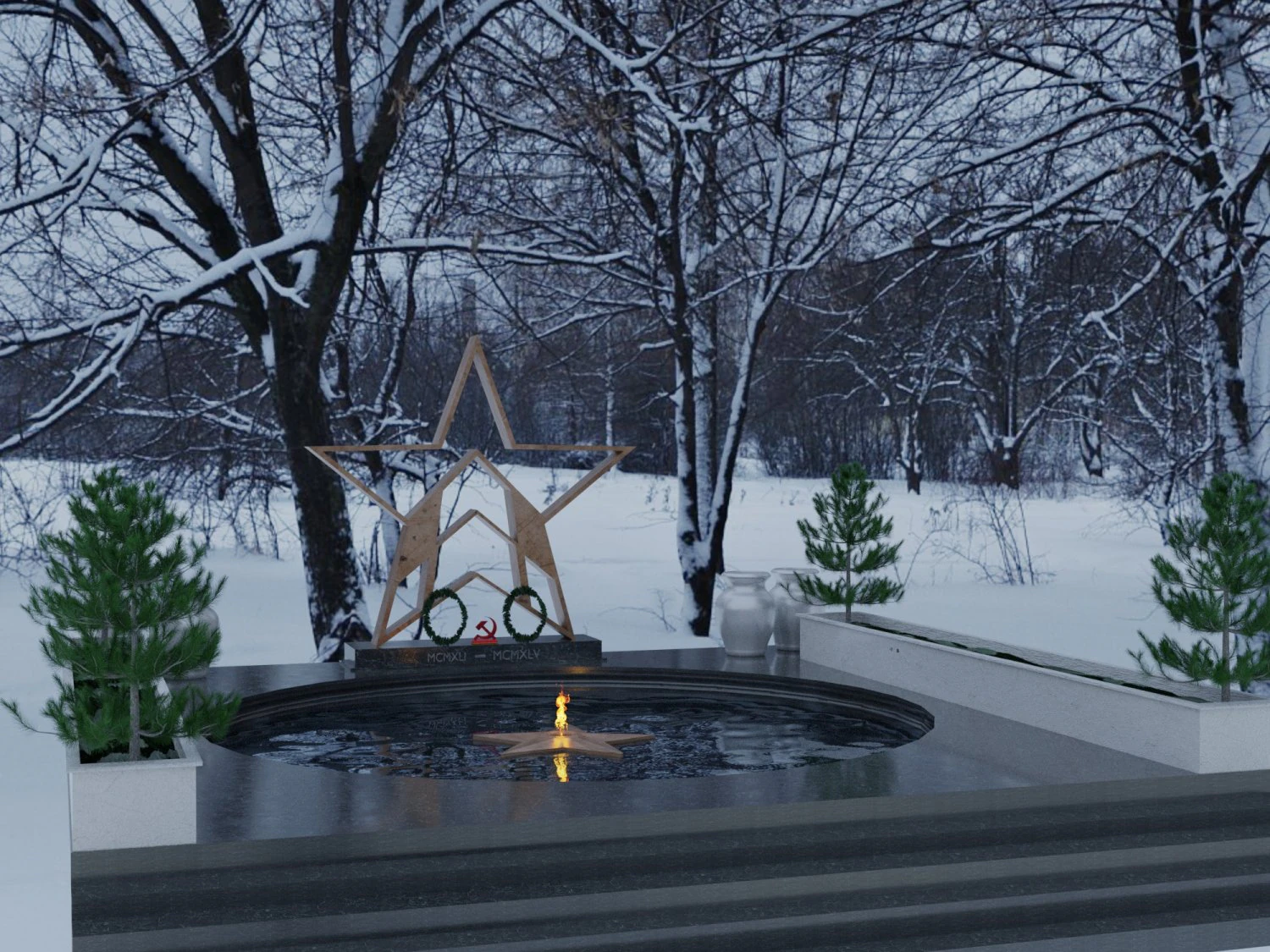 eternal flame in the square 3D Model .c4d .max .obj .3ds .fbx .stl .blend 