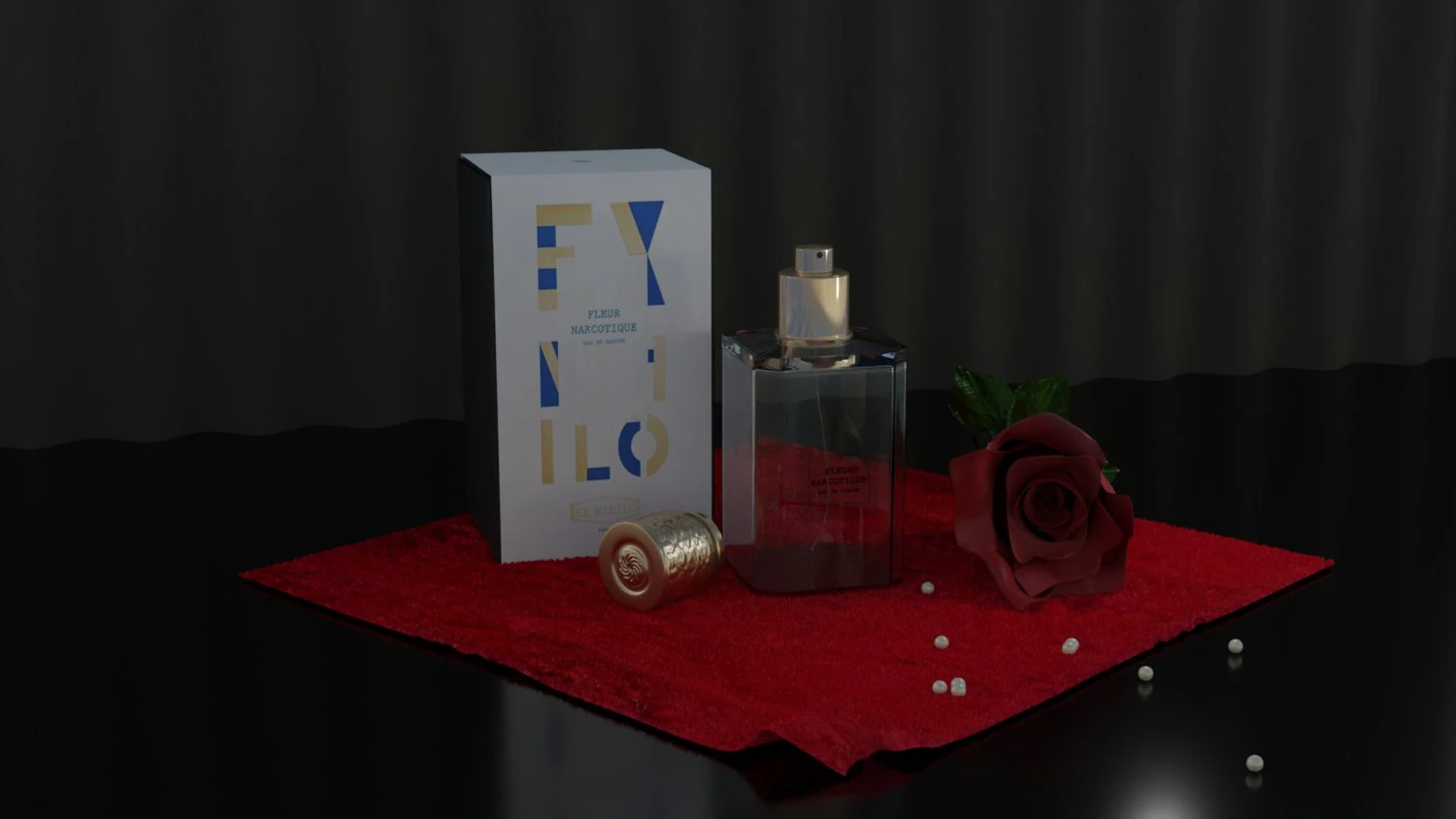 perfume with rose 3D Model .c4d .max .obj .3ds .fbx .stl .blend 