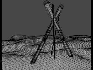 downhill skis 3D Model