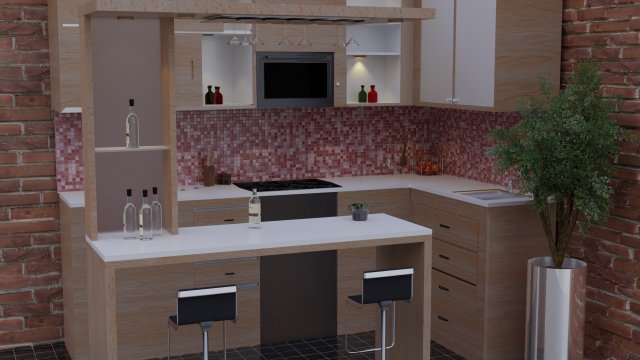 Kitchen Furniture 3D Model .c4d .max .obj .3ds .fbx .stl .blend