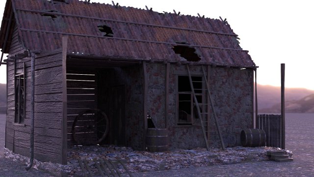 Abandoned House 3D Model .c4d .max .obj .3ds .fbx .stl .blend 