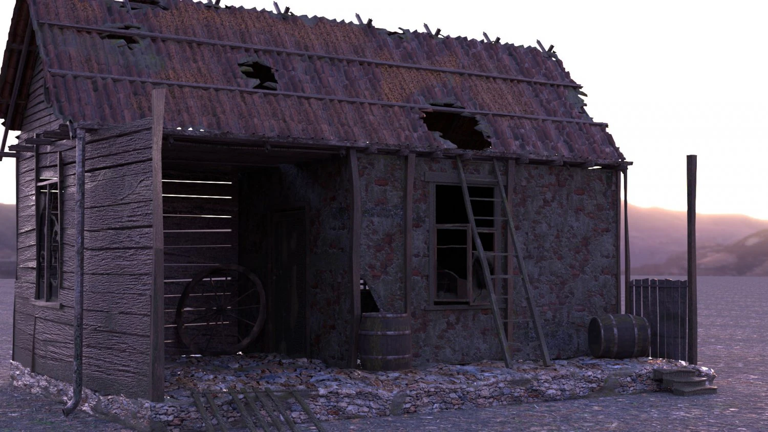 casa abandonada Modelo 3D .c4d .max .obj .3ds .fbx .stl .blend 