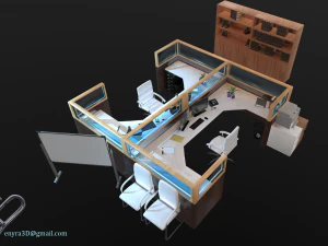 ativos modulares de escrit&oacute;rio - pbr - Modelo 3D