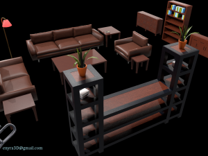 modular livingroom assets - pbr - 3D Model