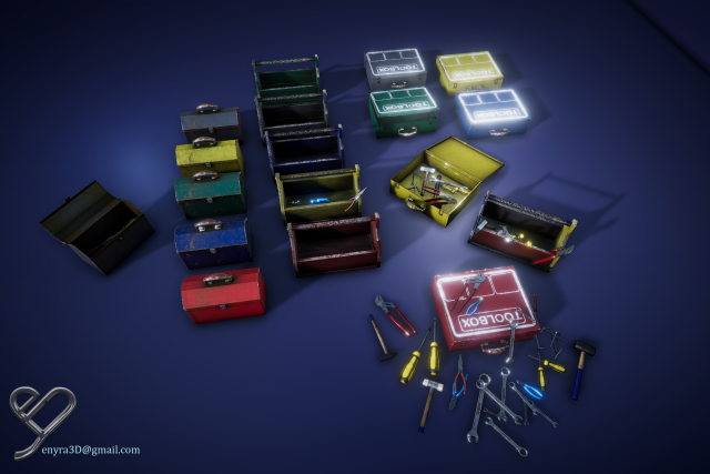 toolboxes and tools - pbr - 3D Model .c4d .max .obj .3ds .fbx .stl .blend 