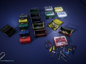 toolboxes and tools - pbr - 3D Model