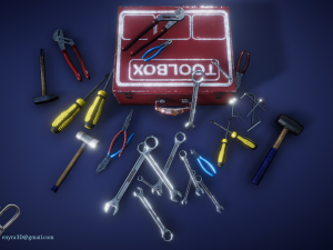 toolboxes and tools - pbr - 3D Model