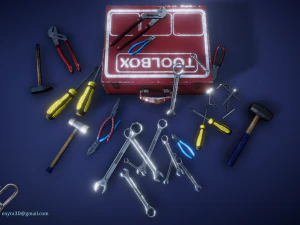 toolboxes and tools - pbr - 3D Model
