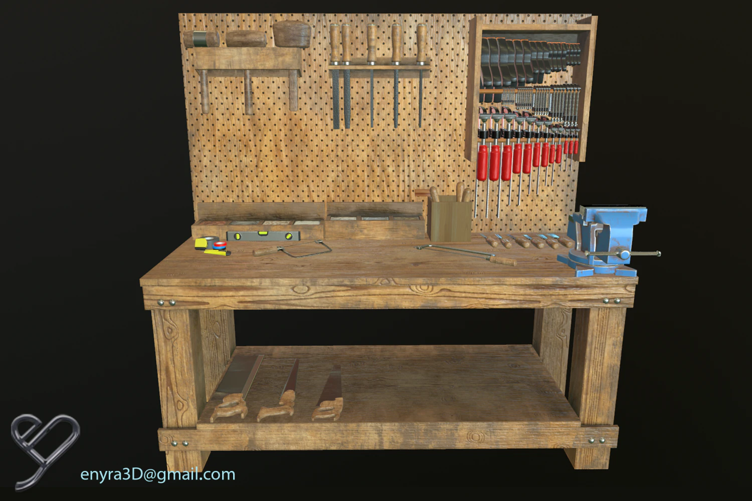 Workshop Tools and Toolboxes Combi Pack - Low Poly - PBR - 3D Model .c4d .max .obj .3ds .fbx .stl .blend