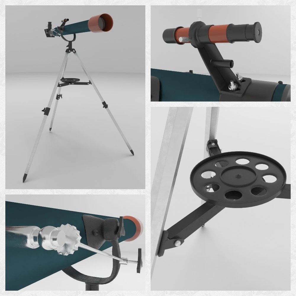 telescope 3D Model .c4d .max .obj .3ds .fbx .stl .blend 