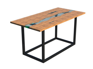 wooden glass table Model 3D