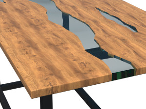 wooden glass table Modello 3D