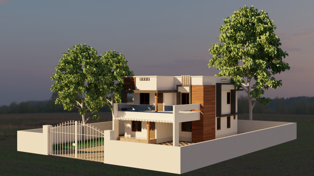 architectural modern house 3D Model .c4d .max .obj .3ds .fbx .stl .blend 