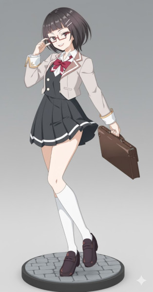Boneca 3d estyle women school colegial lolli manga 3D Baskı Modeli .c4d .max .obj .3ds .fbx .stl .blend