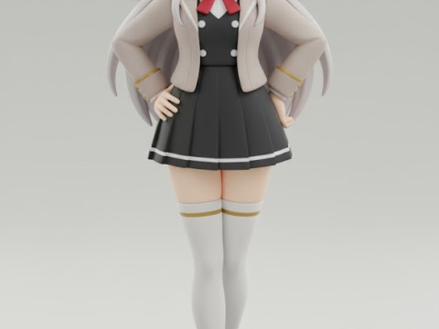 Boneca 3d estyle women school colegial lolli manga 3D Baskı Modeli