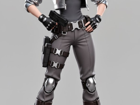 Boneca 3d estyle boneco assasin women soldier 3D Принт Модель