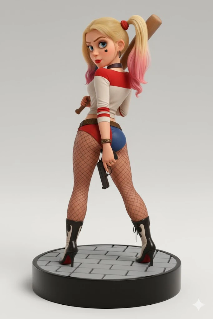 Boneca 3d estyle arlequina caricata 3D Print Model .c4d .max .obj .3ds .fbx .stl .blend