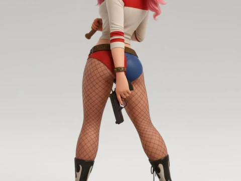 Boneca 3d estyle arlequina caricata 3D Print Model