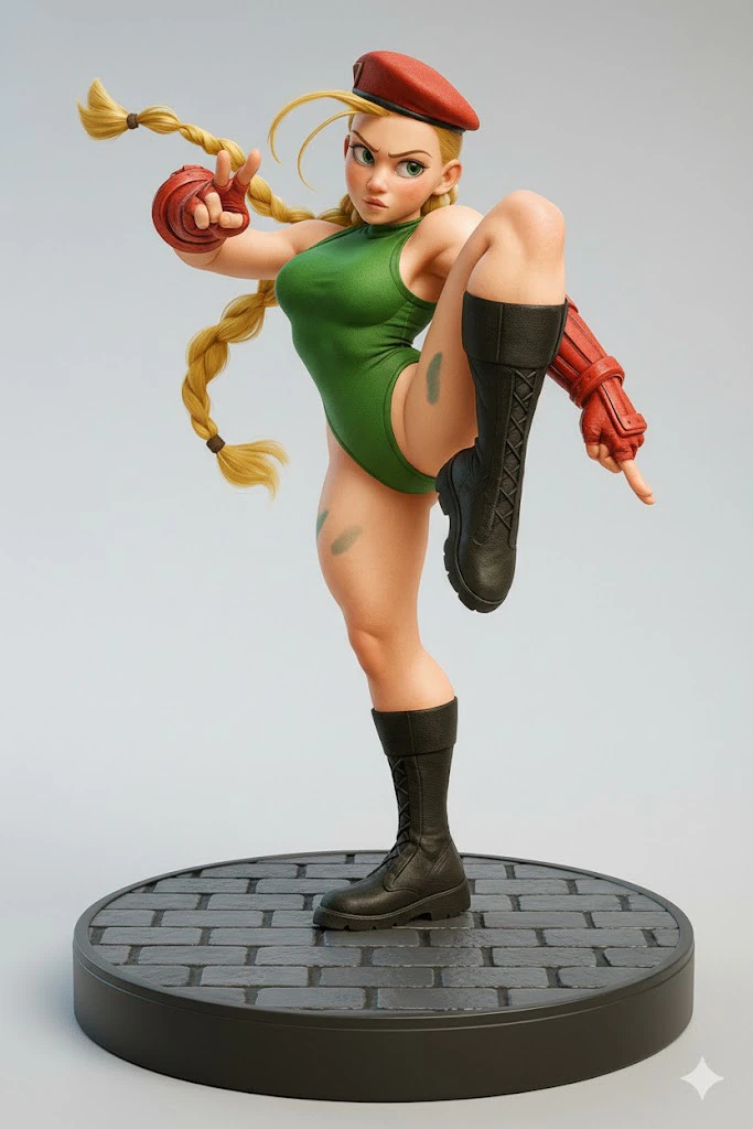 Boneca 3d style cammy street fighter caricata 3D Print Model .c4d .max .obj .3ds .fbx .stl .blend
