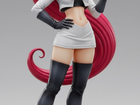 Boneca 3d style women manga eq rocket pokemon caricata 3D Принт Модель