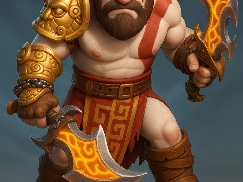 Boneca 3d style manga kratos god of war Modelo de Impressão 3D