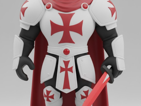 Boneca 3d style manga cavaleiro templario soldier war templary caricato Modello di stampa 3D