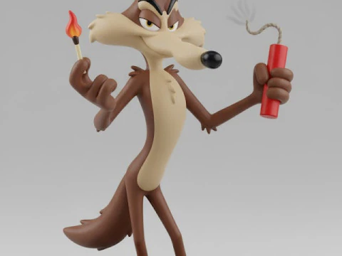 Boneca 3d style manga coyote coio warner caricato 3D Print Model