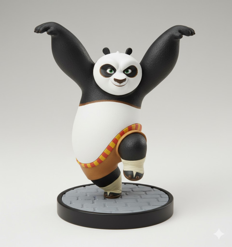 Boneca 3d style manga po dragon warrior kung fu panda caricato 3D Print Model .c4d .max .obj .3ds .fbx .stl .blend 
