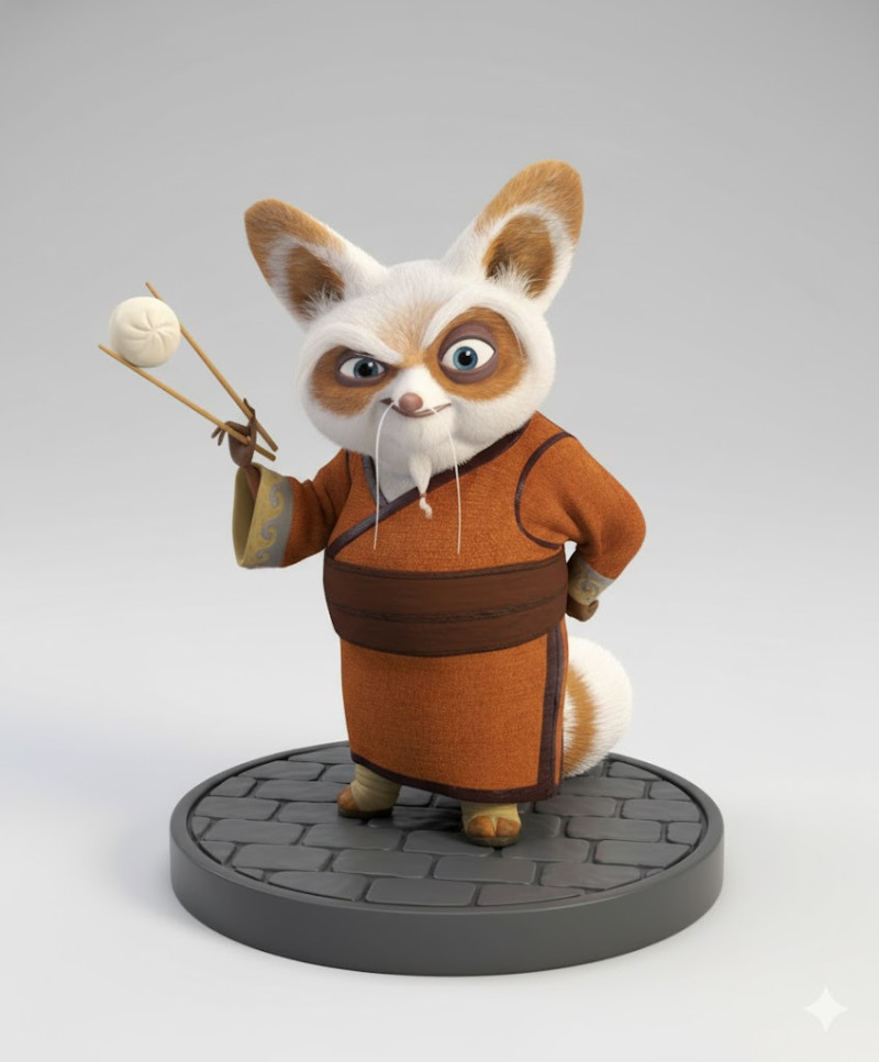 Manga gaya Boneca 3d mestre fu kung fu panda caricato Model Cetak 3D .c4d .max .obj .3ds .fbx .stl .blend
