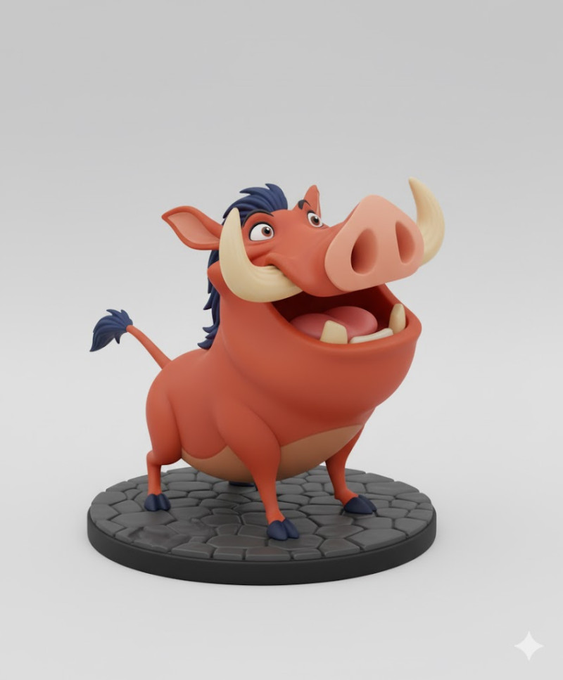 Boneca 3d style manga pumba lyon king rei leao caricato 3D Print Model .c4d .max .obj .3ds .fbx .stl .blend