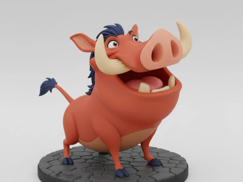 Manga gaya Boneca 3d pumba lyon king rei leao caricato Model Cetak 3D