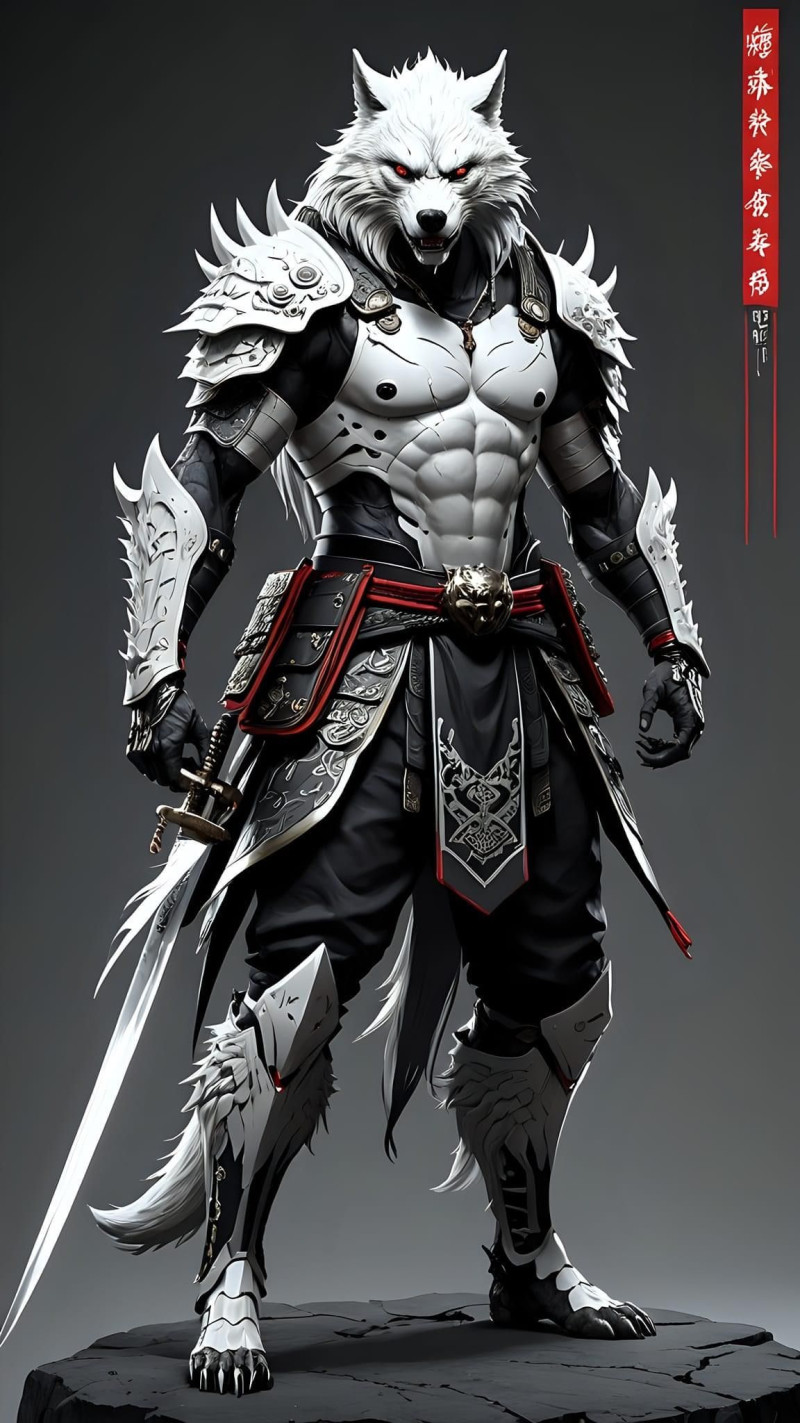 Boneca 3d style manga guerreiro armadura rpg war samurai lobo 3D Print Model .c4d .max .obj .3ds .fbx .stl .blend 