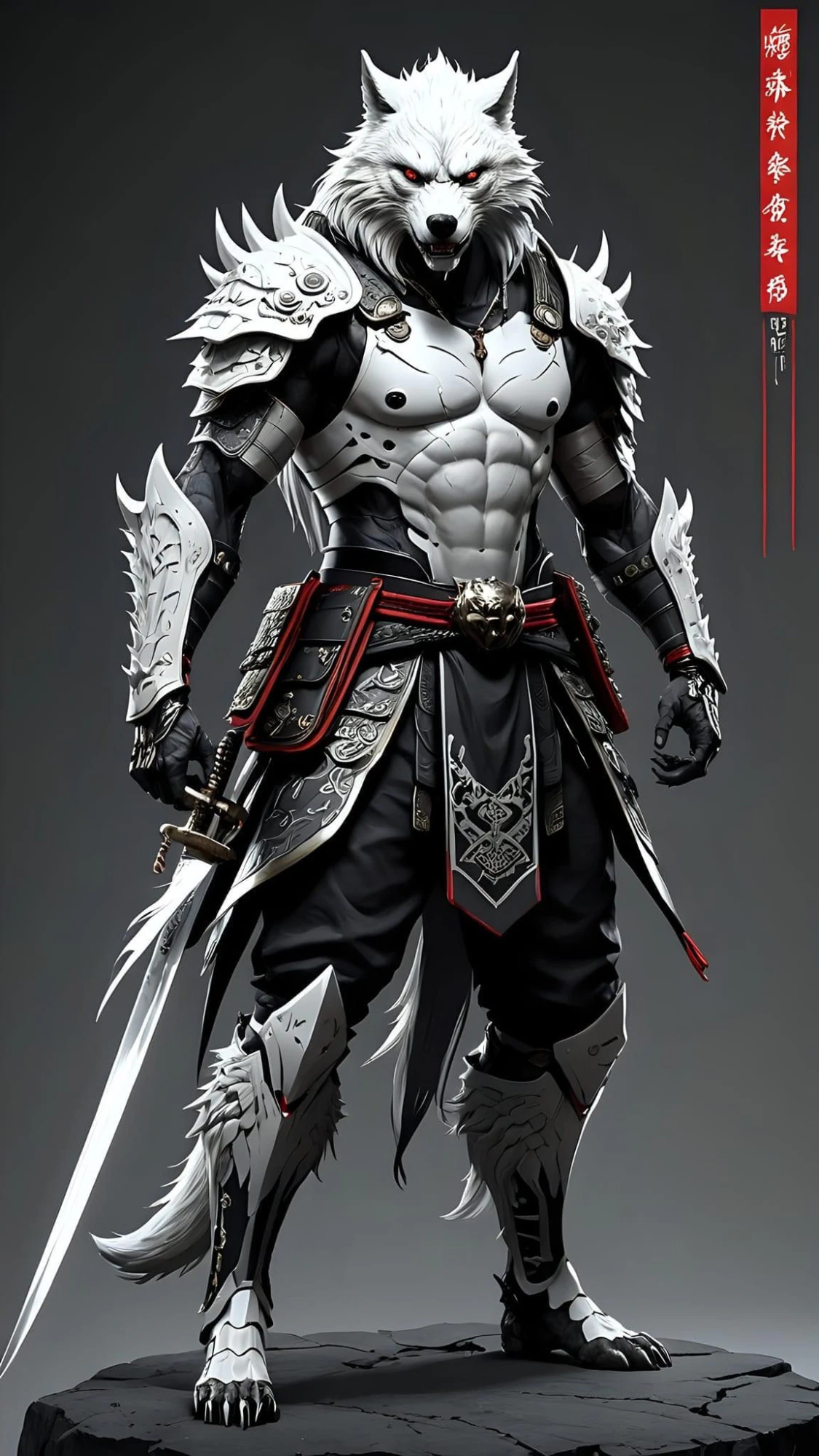 Boneca 3d style manga guerreiro armadura rpg war samurai lobo 3D Print Model .c4d .max .obj .3ds .fbx .stl .blend