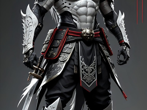 Boneca 3d style manga guerreiro armadura rpg war samurai lobo 3D printmodel
