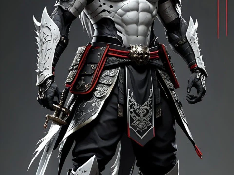 Boneca 3d style manga guerreiro armadura rpg war samurai lobo 3D Print Model