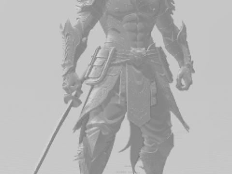 Boneca 3d style manga guerreiro armadura rpg war samurai lobo 3D Print Model