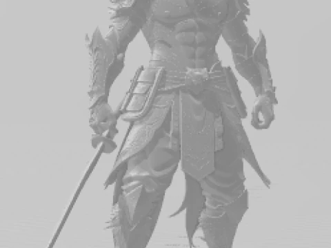 Boneca 3d style manga guerreiro armadura rpg war samurai lobo 3D Print Model