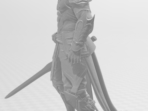 Boneca 3d style manga guerreiro armadura rpg war samurai lobo 3D Print Model