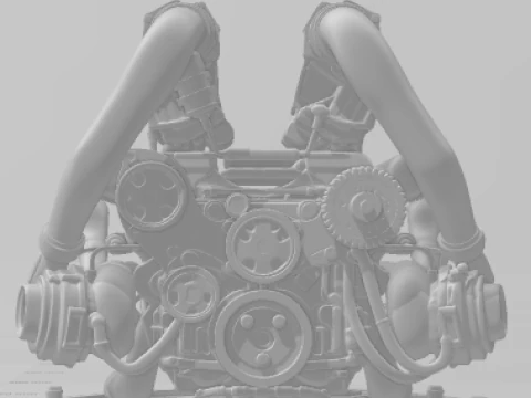 Boneca 3d style manga anime motor bi turbo caricato 3D Print Model