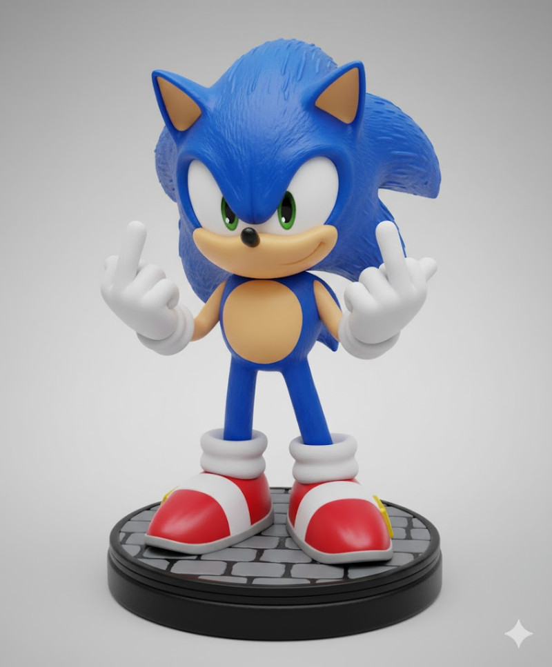 Boneca 3d style manga anime sonic mal educado caricato 3D Print Model .c4d .max .obj .3ds .fbx .stl .blend