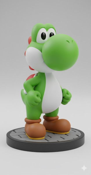 Boneca 3D 风格漫画动漫 Yoshi Mario Caricato 3D 打印模型 .c4d .max .obj .3ds .fbx .stl .blend 