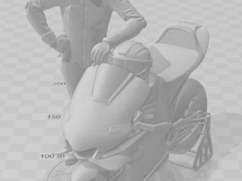 Boneca 3d style manga anime piloto e moto gp caricato Modèles 3D en vedette